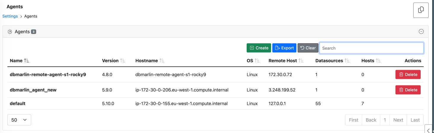 Agent settings screen