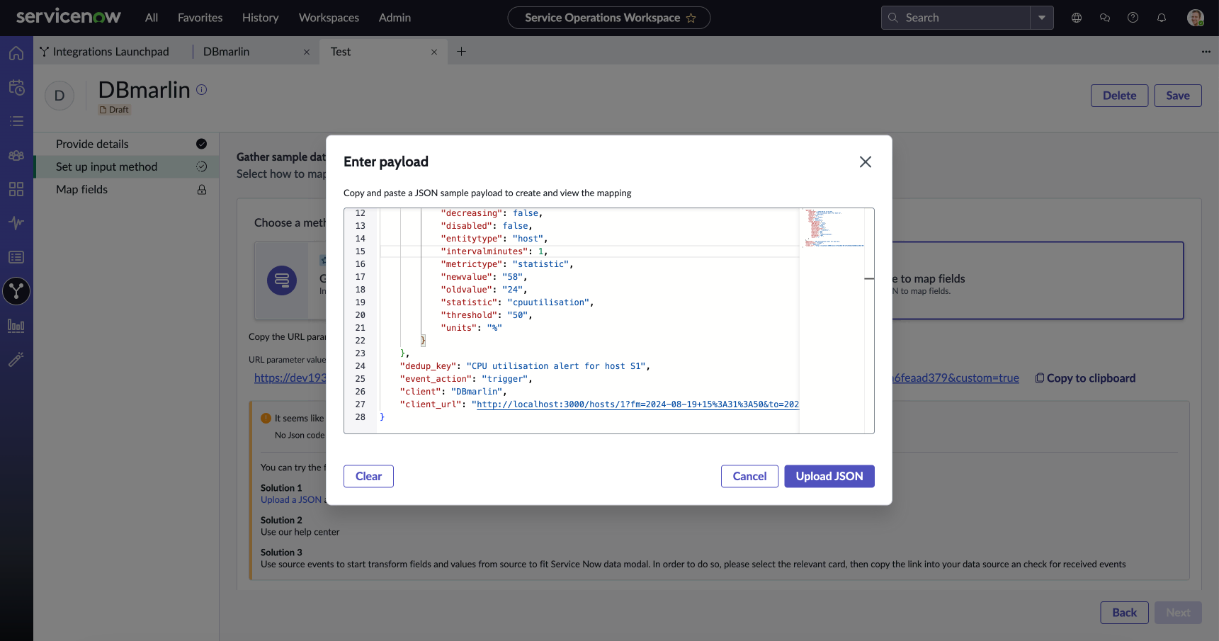 ServiceNow Custom Connector (Upload JSON)