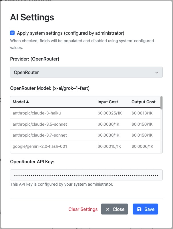Using the System AI Provider